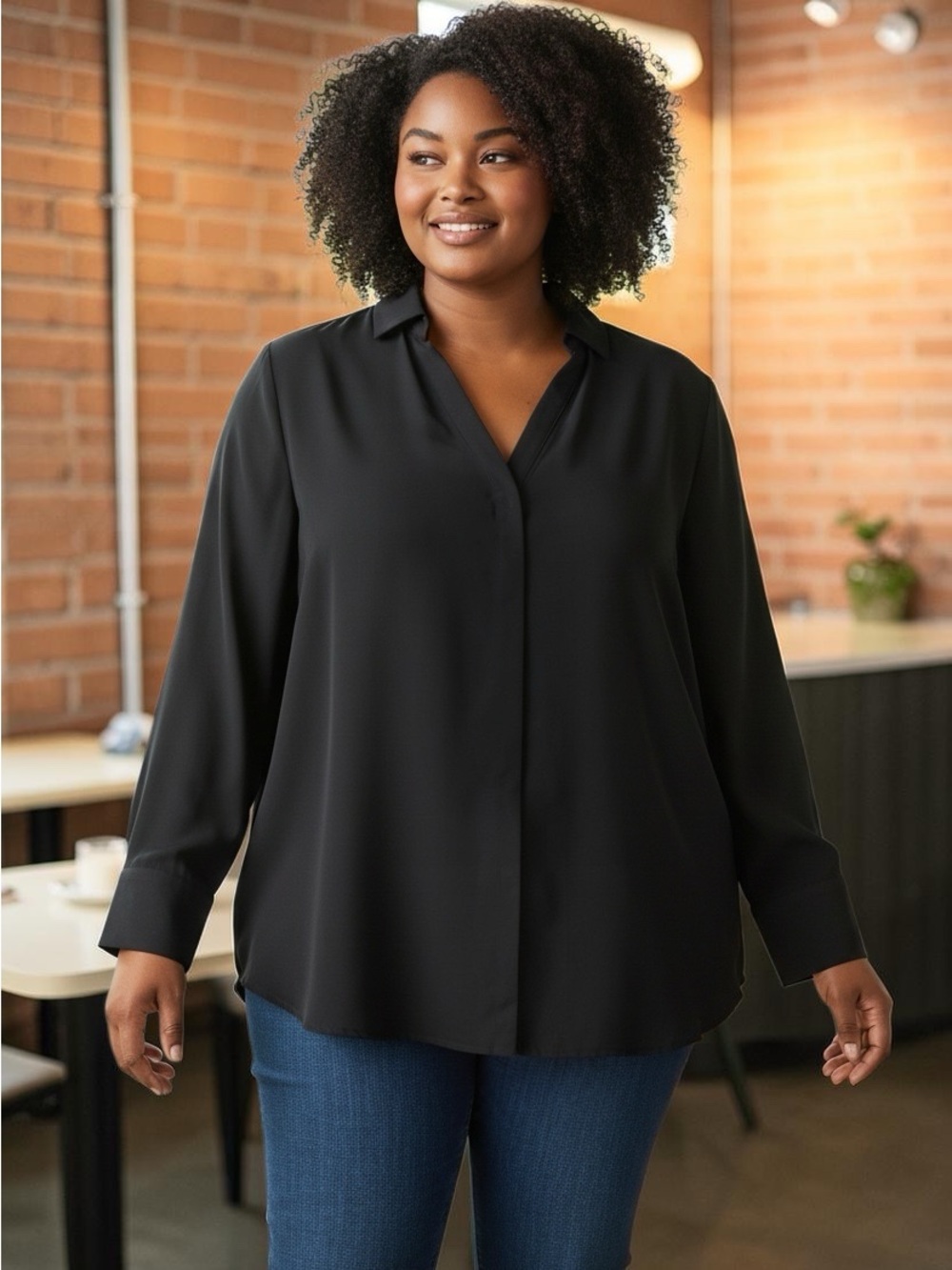Worthington Women’s Sheer Black Blouse